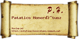 Patatics Honorátusz névjegykártya